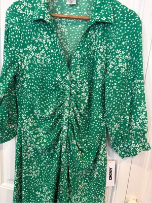 DKNY green and white floral dress size 10 thumbnail 3