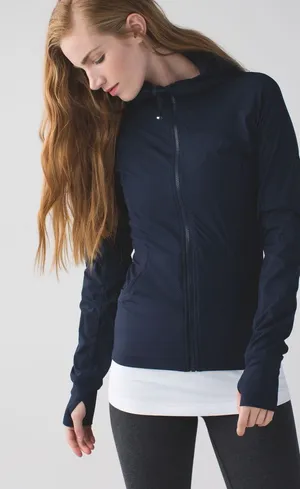 Women's Lululemon In Flux Jacket Inkwell Navy Blue Zip-Up Hooded Reversible Gym thumbnail 1