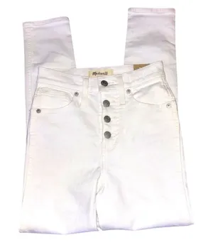 NWT Madewell Women's‎ White Button Fly Jeans-10”High Rise Skinny Crop- Size 23 thumbnail 1