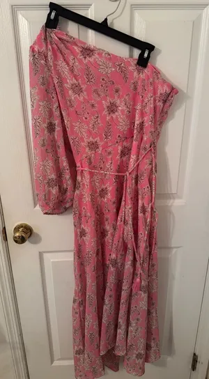 Taylor Pink Floral One-Shoulder Maxi Dress thumbnail 1