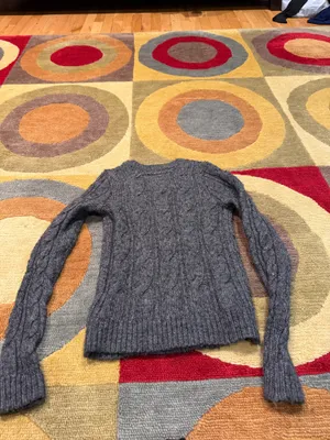 Abercrombie & Fitch Moose Y2K Vintage Grey Cable Knit Sweater Slim Fit Small thumbnail 4