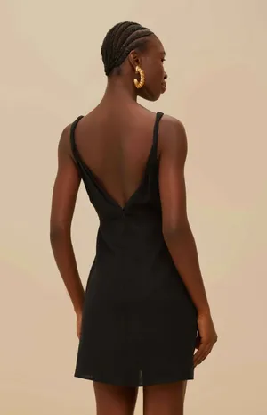 FARM Rio Rose Pipping Mini Dress in black. Size Medium thumbnail 3