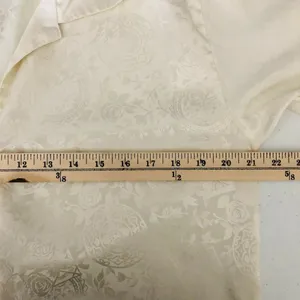 Victorias Secret Pajama Top Vintage Gold Label Satin Floral Button Front Ivory S thumbnail 5