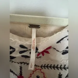 Free People Cream Blouse with Colorful Embroidery thumbnail 3