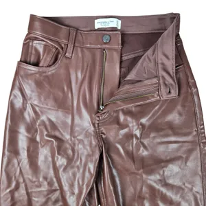 Abercrombie & Fitch 90s Straight Ultra High Rise Faux Leather Pants Brown 27/4S thumbnail 3