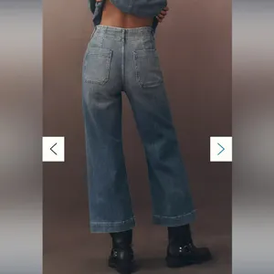 Anthropologie Maeve Colette Crop High-Rise Wide Leg Jeans in Bright Blue Wash thumbnail 3