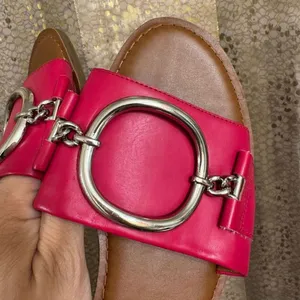 Franco Sarto mandy Slip On Silver Hardware Dark Pink Sandals 8.5 thumbnail 2