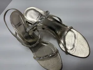 Stuart Weitzman Metallic Gold Leather‎ Strappy Sandals - Size 8. thumbnail 3