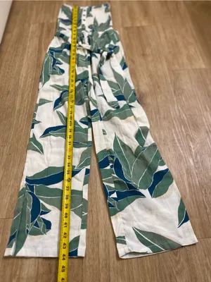 Billabong White Strapless Leaf-Print Jumpsuit with Green and Blue thumbnail 5
