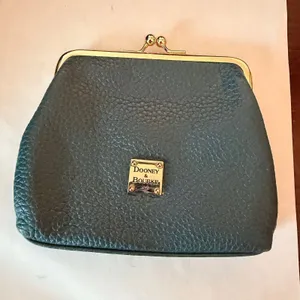 Dooney & Bourke Womens Coin Purse OS Blue Leather Kiss Lock Card Case Wallet thumbnail 7