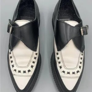 Underground Originals Black & White Creepers in Leather Size 5- FL-SH-057 thumbnail 1