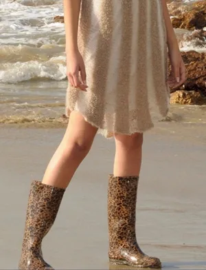 Coach Leopard Print Rubber Rain Boots Size 7 thumbnail 1