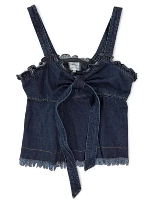 Madewell X Karen Walker Raw-Edged Denim Trianon Top Size 8 thumbnail 6