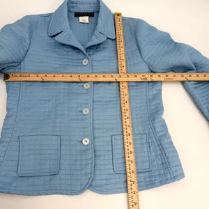 Harve Bernard Jacket Womens 10 Blue Quilted Button Up Cuff Sleeves - flaws/read thumbnail 7