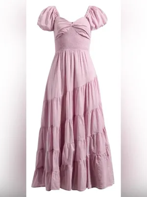 NWOT Free People Short Sleeve Sundrenched purple lavender Maxi Dress sz S thumbnail 2