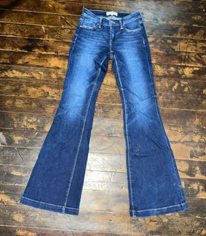 Risen flared stretchy 0/24 distressed boutique jeans thumbnail 1