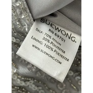 Sue Wong Nocturne NWT Embellish Beaded Rosette Dress 6‎ Platinum Silver Metallic thumbnail 8