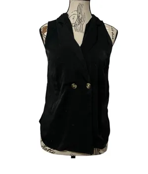 Express Black Double Breasted Vest Blazer Sleeveless Jacket Women's Size Small thumbnail 3