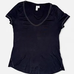 & Other Stories Black Short Sleeve T-Shirt with White Stitching Detail thumbnail 1