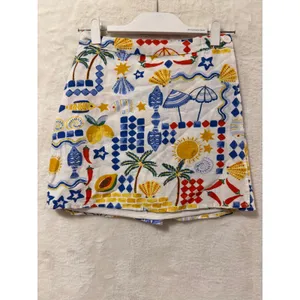 Midnight Sky Tropical Beach Print 2 Piece Set Skirt and Crop Top Small White thumbnail 2