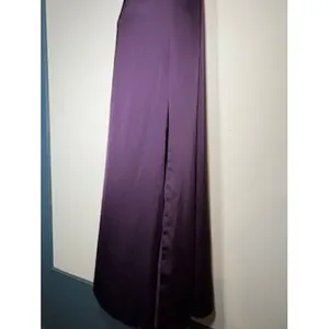 Birdy Grey One Shoulder Maxi Dress Purple Satin Slit Gown Bridesmaid Small thumbnail 10