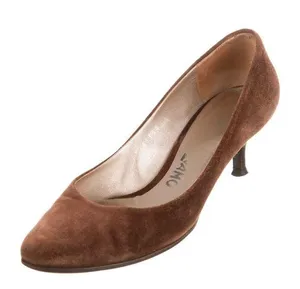 Salvatore Ferragamo Brown Suede Round Toe Kitten Heel Pumps thumbnail 1