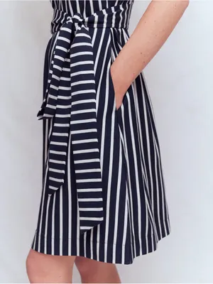 Boden Honor Short Sleeve Shirt Dress in Navy and White Stripe thumbnail 3