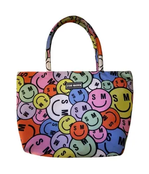Steve Madden Insulated Mini Lunch Tote Multi Color Zip Smiley Face thumbnail 1