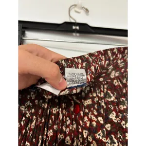 VINTAGE Jane Ashley Burgundy Floral Two Piece Shirt and Pleated Midi Skirt ML thumbnail 12