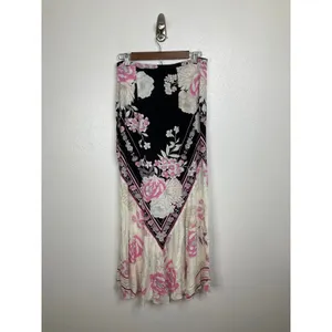 Free People‎ Bali After Hours Floral Maxi Skirt Black Pink Rose Print Size Small thumbnail 4