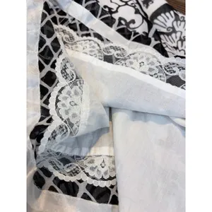Maeve Anthropologie Black White Damask Medallion Strapless‎ Smocked Midi Dress M thumbnail 9