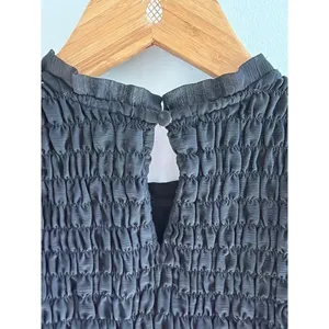 Abercrombie & Fitch Black Smocked Flutter Sleeve Top Y2K Coquette Crop Blouse XS thumbnail 6