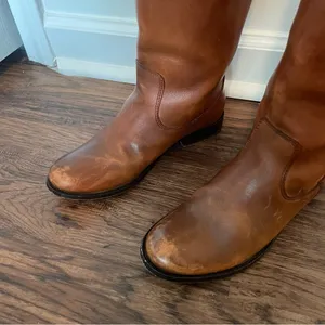 Frye Melissa Logo Leather Riding Boots Cognac Brown Sz 6.5 thumbnail 13