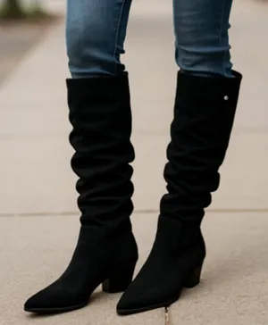 NEW INC International Concept Leather Slouchy Boot Black SZ-8 thumbnail 1