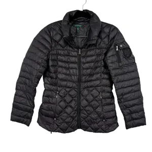 Lauren Ralph Lauren Womens Black Quilted Puffer Jacket Down Fill Size M No Hood‎ thumbnail 1