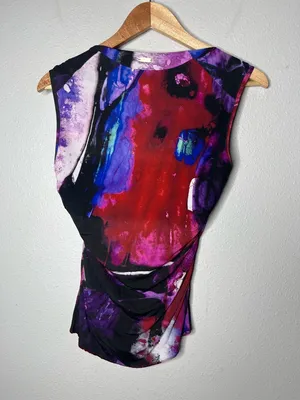 Escada Abstract Zipper Detail Sleeveless Going Out Top Rave Artsy Size 6 thumbnail 2
