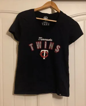 Minnesota Twins Short Sleeve T Shirt Dark Blue Medium '47 Brand 100% Cotton MLB thumbnail 1