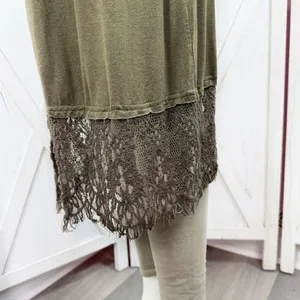 BKE Buckle Gimmicks Western Boho Lace Trim‎ Cardigan Duster Olive Green Small thumbnail 6