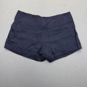Alice + Olivia Navy Blue Linen Blend Cuffed Mini Shorts Size 0 C000184541‎ thumbnail 9