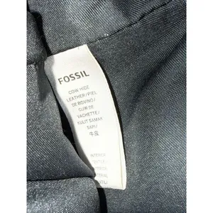 FOSSIL Black Leather Shoulder Bag Purse Crossbody Handbag Wide Zipped‎ Opening thumbnail 6