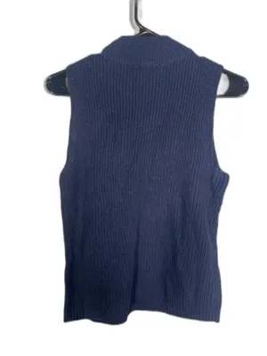 Loft Womens Sleeveless Sweater Navy Blue Medium New With Tags Cotton thumbnail 4