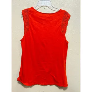 Lauren Ralph Lauren Orange Knit Tank Top with Crochet Trim Sleeveless Large‎ thumbnail 5