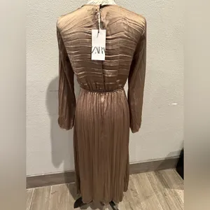 ZARA satin effect pleated wrinkle effect cut out summer dress NWT , beach, y2k thumbnail 6
