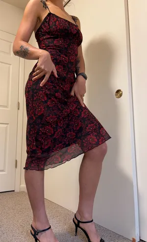 Red and black midi dress verge girl thumbnail 2