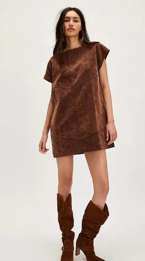 NWT Free People Sawyer Mini Dress Color: Chicory Coffee Size XS thumbnail 4