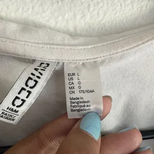 H&M Divided White Long Sleeve Polo Crop Top V-Neck Size Large thumbnail 6