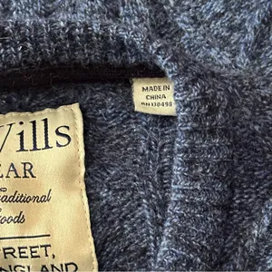 Jack Wills Women’s Size L Blue Tinsbury Merino Wool Blend Cable Knitted Sweater thumbnail 5