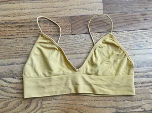 Cotton On Seamless Triangle Longline Mustard Bralette thumbnail 1