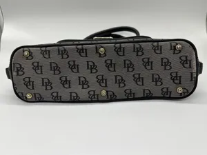 Dooney & Bourke Satchel Bag Womens Medium Gray Logo Canvas Leather Zip Purse thumbnail 3