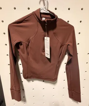 NWT CRZ Yoga brown cropped form fitting athletic jacket size 00 thumbnail 1